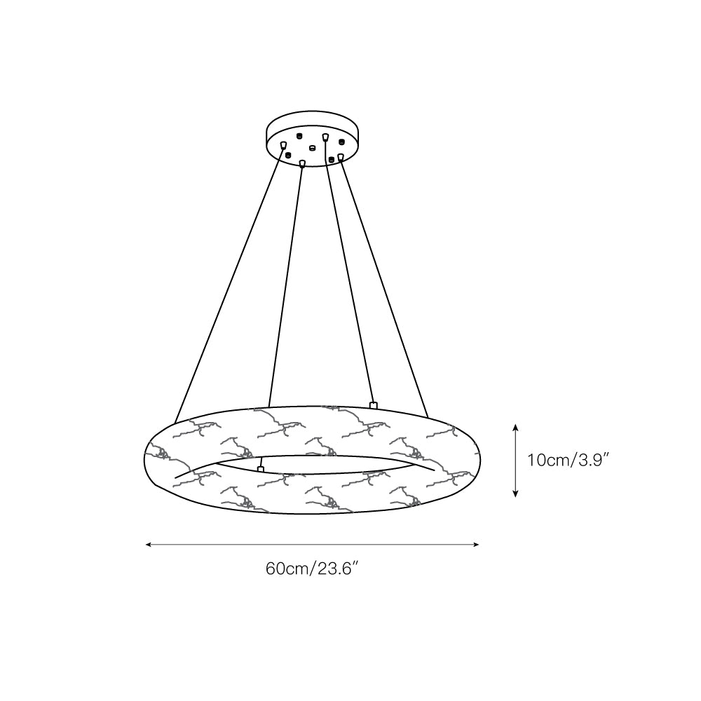 Scarlett Alabaster Chandelier - Brass & White Stone Ring Light