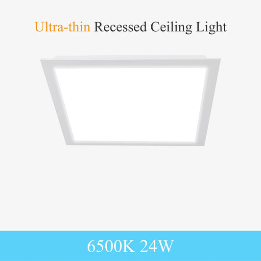 2-Pack 24W LED Flat Panel Light - Ultra-Thin Surface Mount Office Ceiling Light | 6500K Cold White Flush Mount Fixture