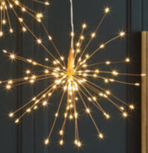 Hanging Starburst Lights - Battery-Operated Silver Wire LED Firework Light