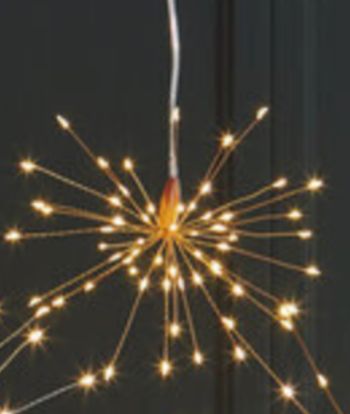 Hanging Starburst Lights - Battery-Operated Silver Wire LED Firework Light