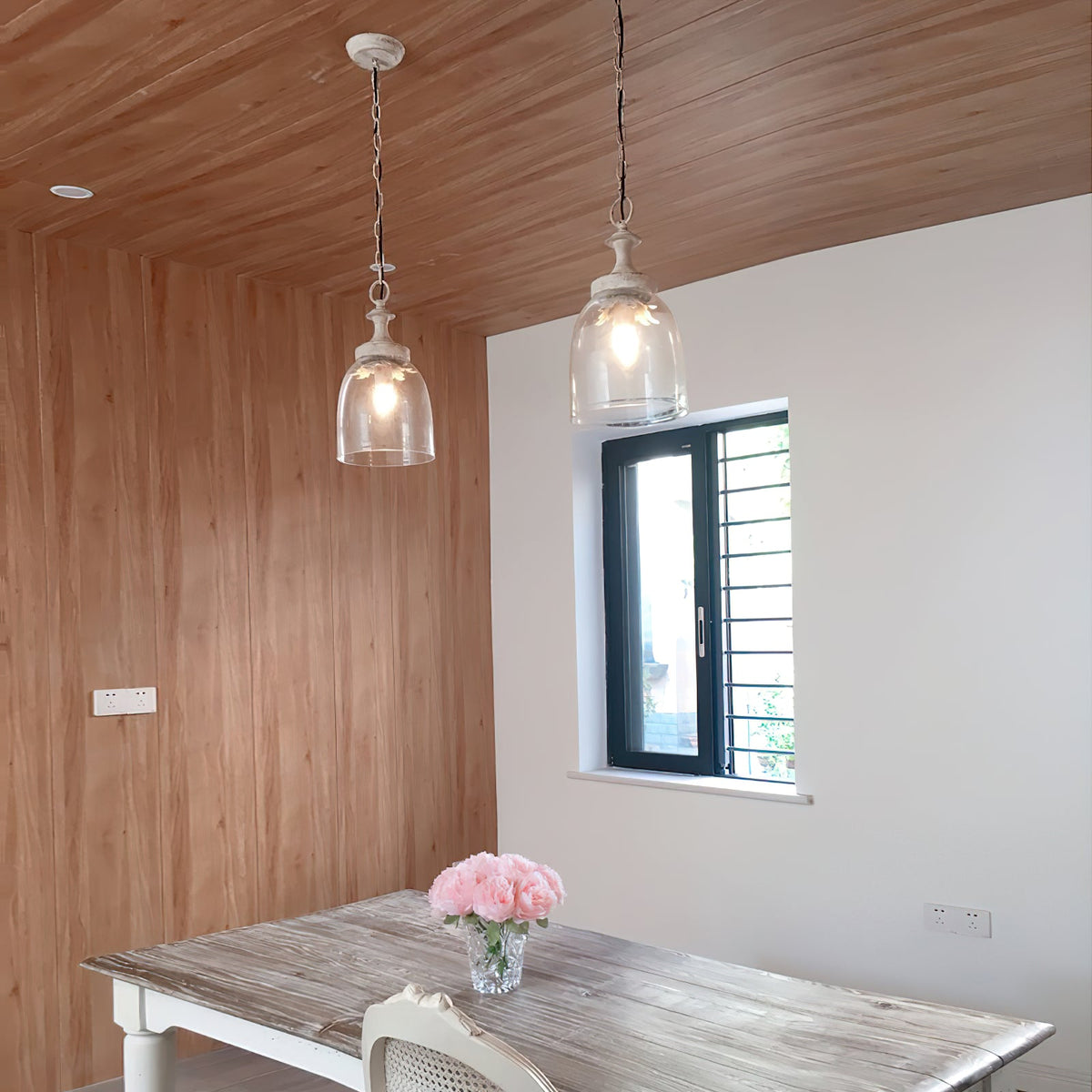 Selby Pendant Lamp - Shabby Chic Vintage Glass Hanging Light