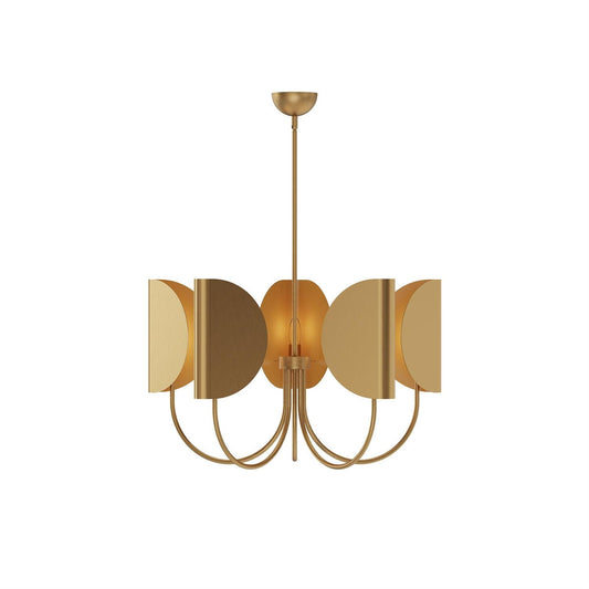 Leaf Brass Chandelier - Origami-Fold Multi-Head Brass & Cotton Chandelier