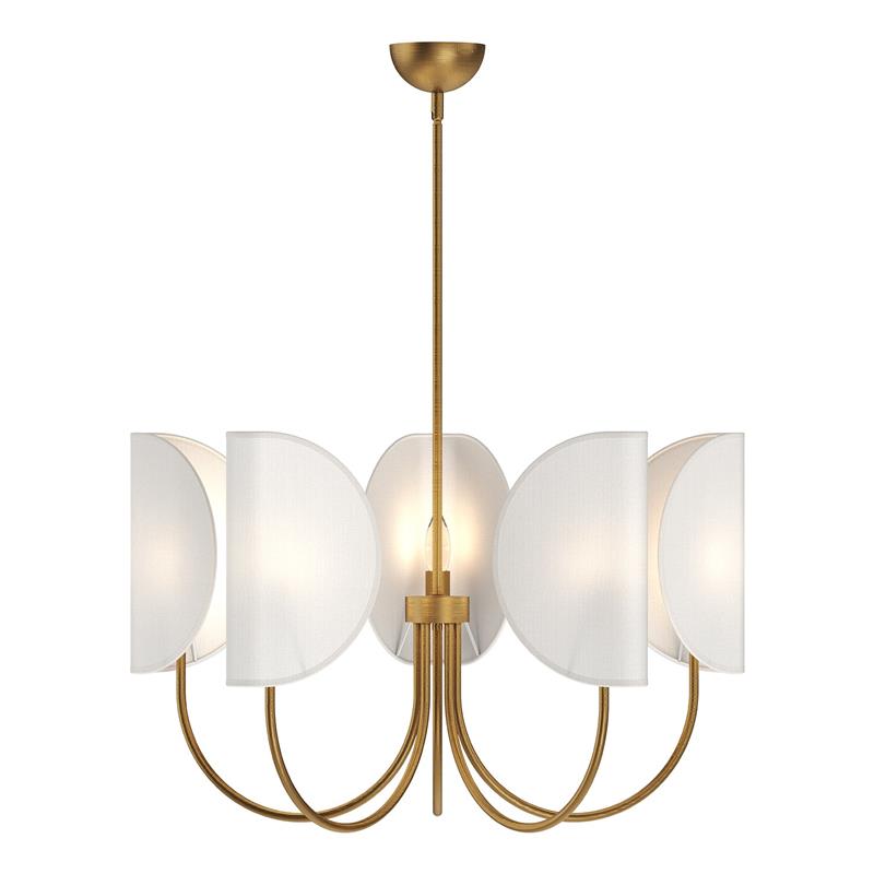 Leaf Brass Chandelier - Origami-Fold Multi-Head Brass & Cotton Chandelier