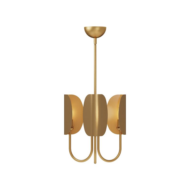 Leaf Brass Chandelier - Origami-Fold Multi-Head Brass & Cotton Chandelier