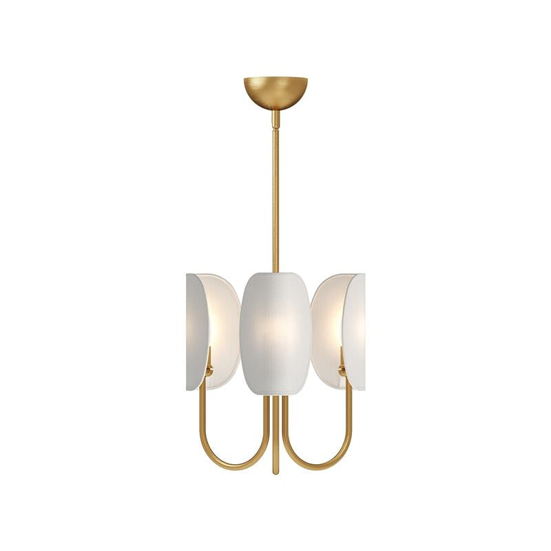 Leaf Brass Chandelier - Origami-Fold Multi-Head Brass & Cotton Chandelier