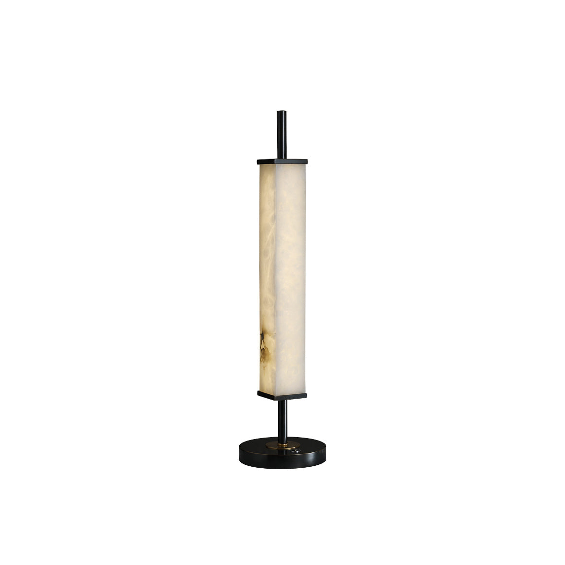 Serano Alabaster Table Lamp - Natural Veined Alabaster Stone Desk Light | Modern Brass LED Accent Lamp