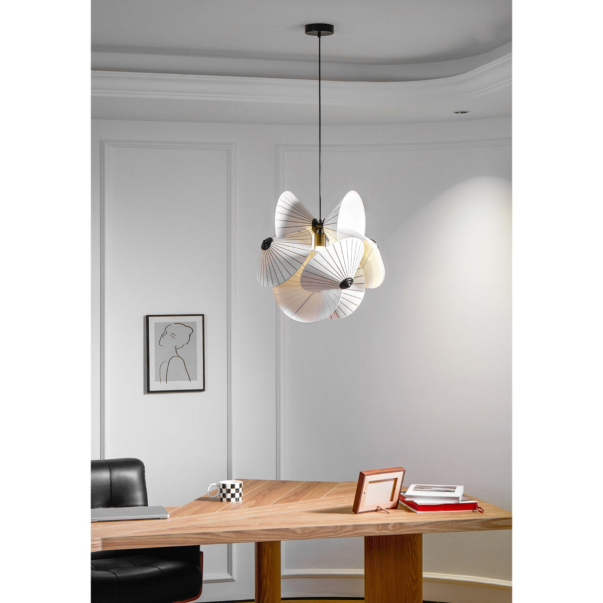 Serpentine Pendant Light - Twisted Fabric & Dark Line Pendant | Modern Origami Suspension Lamp