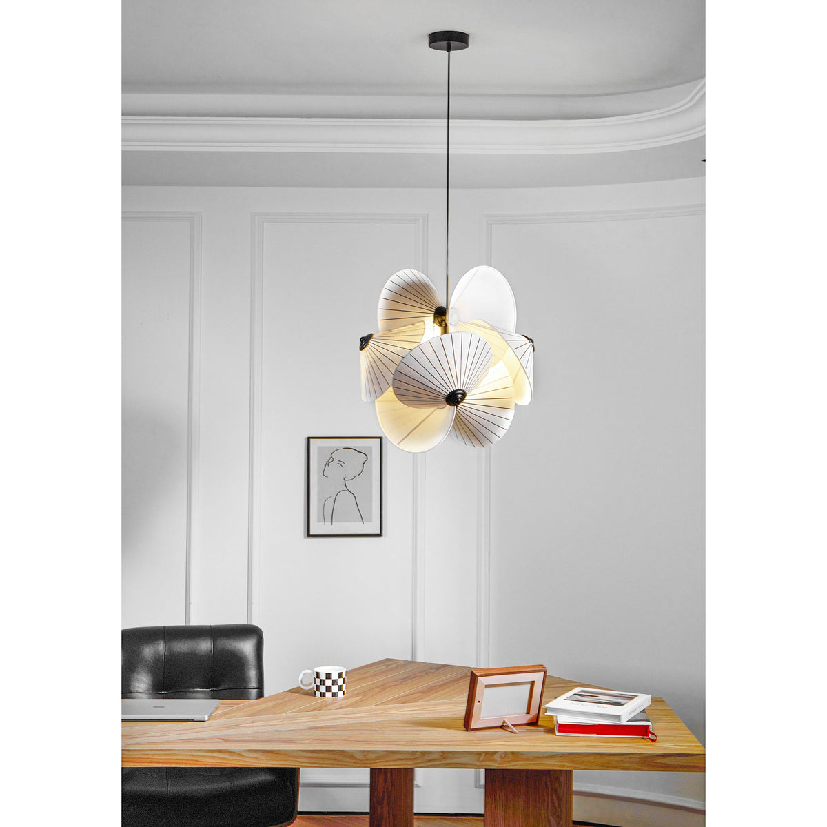 Serpentine Pendant Light - Twisted Fabric & Dark Line Pendant | Modern Origami Suspension Lamp