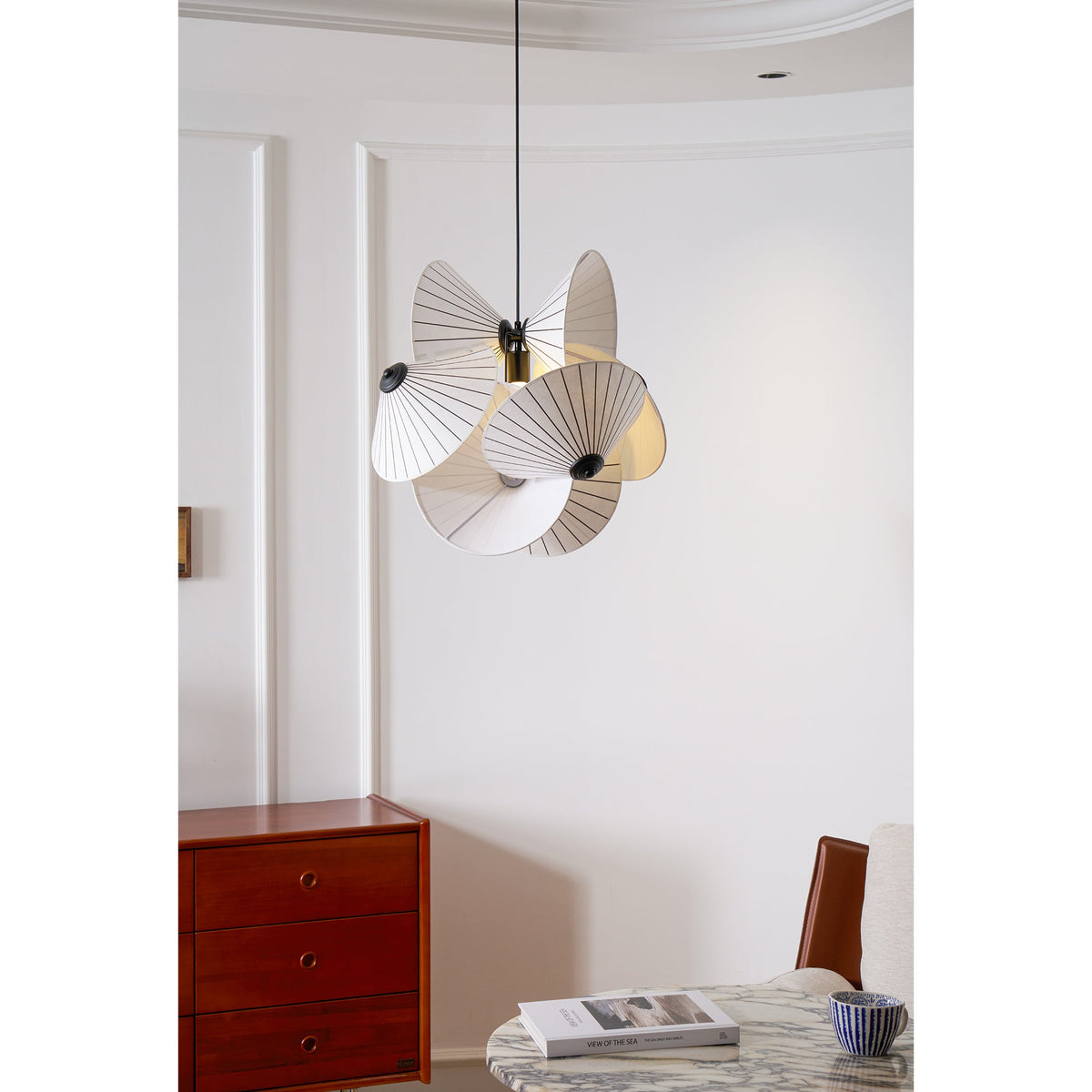 Serpentine Pendant Light - Twisted Fabric & Dark Line Pendant | Modern Origami Suspension Lamp