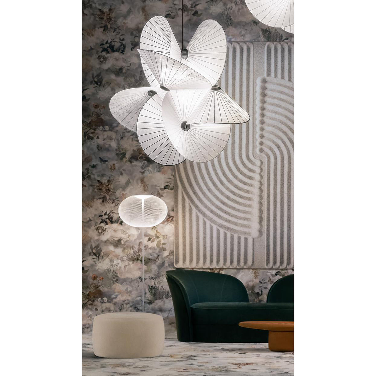 Serpentine Pendant Light - Twisted Fabric & Dark Line Pendant | Modern Origami Suspension Lamp