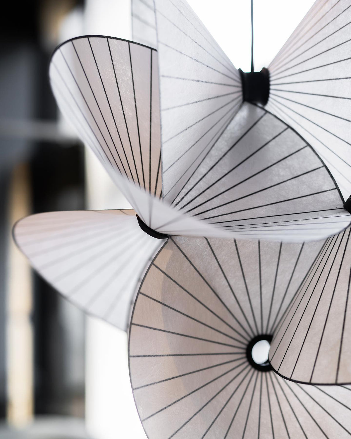 Serpentine Pendant Light - Twisted Fabric & Dark Line Pendant | Modern Origami Suspension Lamp