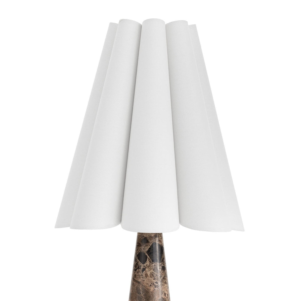Shadon Marble Pleated Table Lamp - Veined Marble & Travertine Base Light | Modern Pleated Accent Desk Lamp