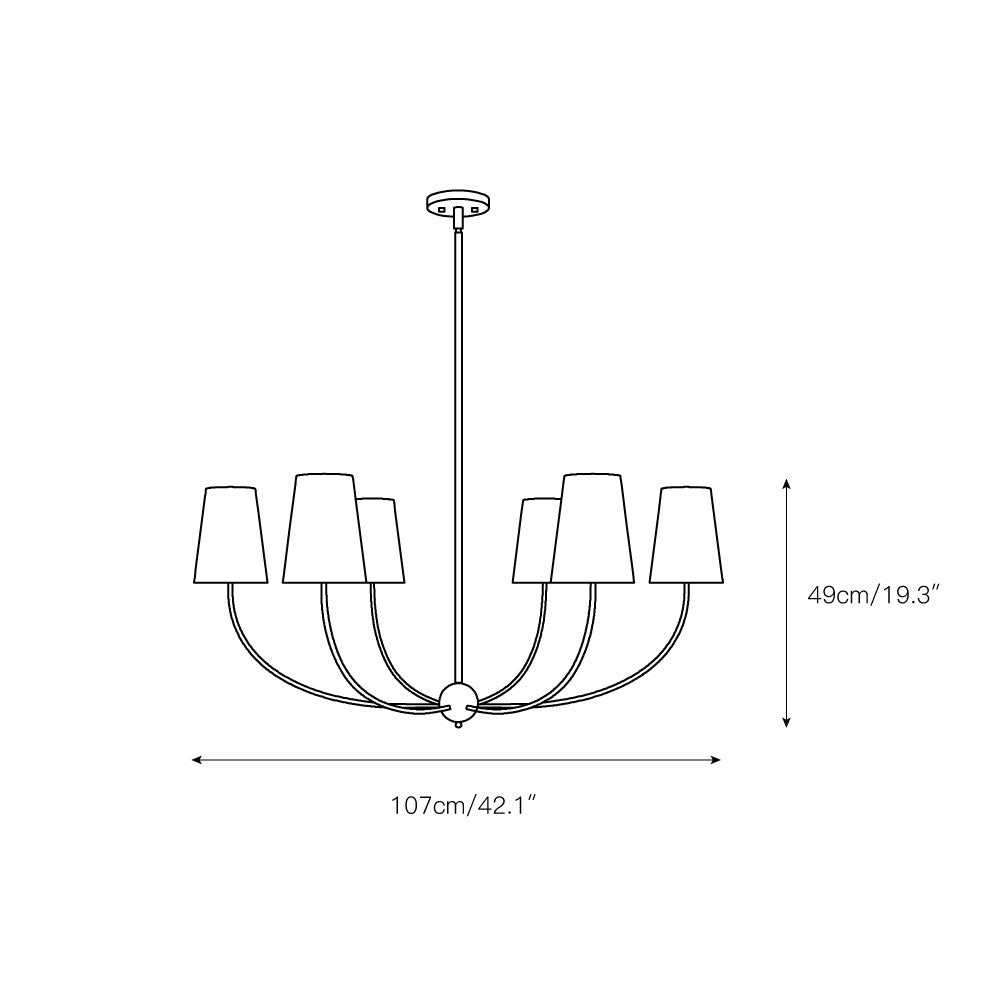 Shannon Chandelier - Brass Multi-Arm Fabric Shade Chandelier | Modern Transitional Hanging Light