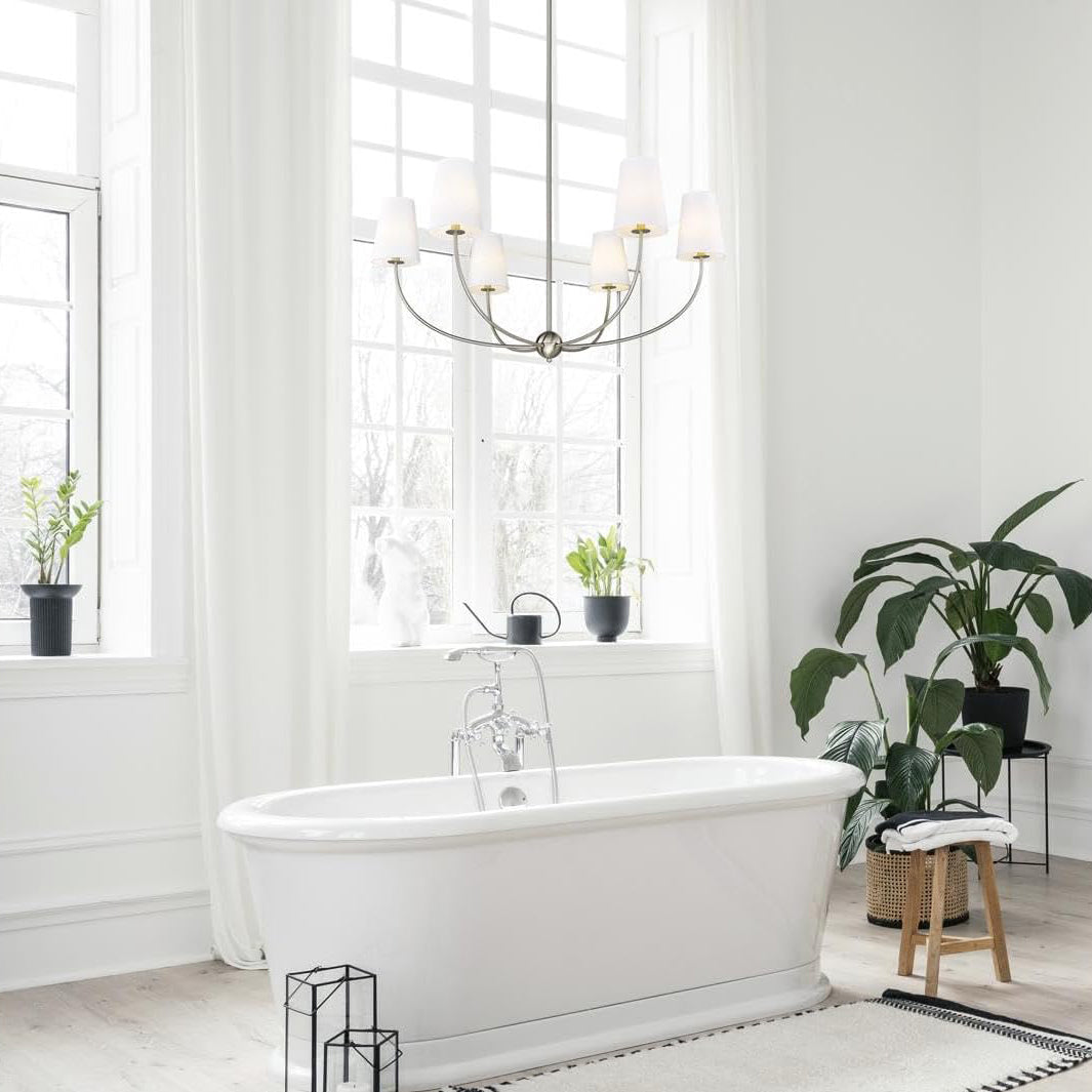 Shannon Chandelier - Brass Multi-Arm Fabric Shade Chandelier | Modern Transitional Hanging Light