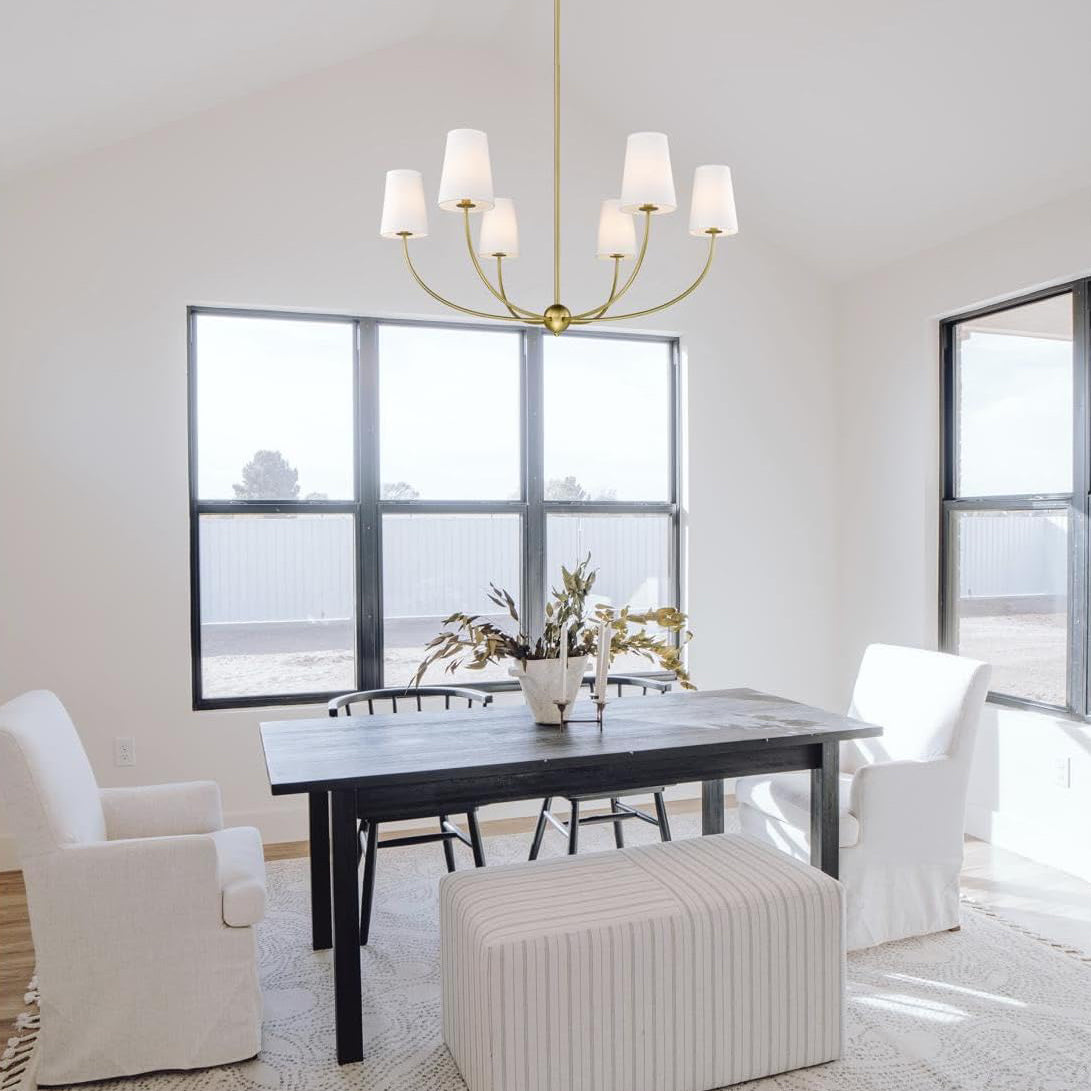 Shannon Chandelier - Brass Multi-Arm Fabric Shade Chandelier | Modern Transitional Hanging Light