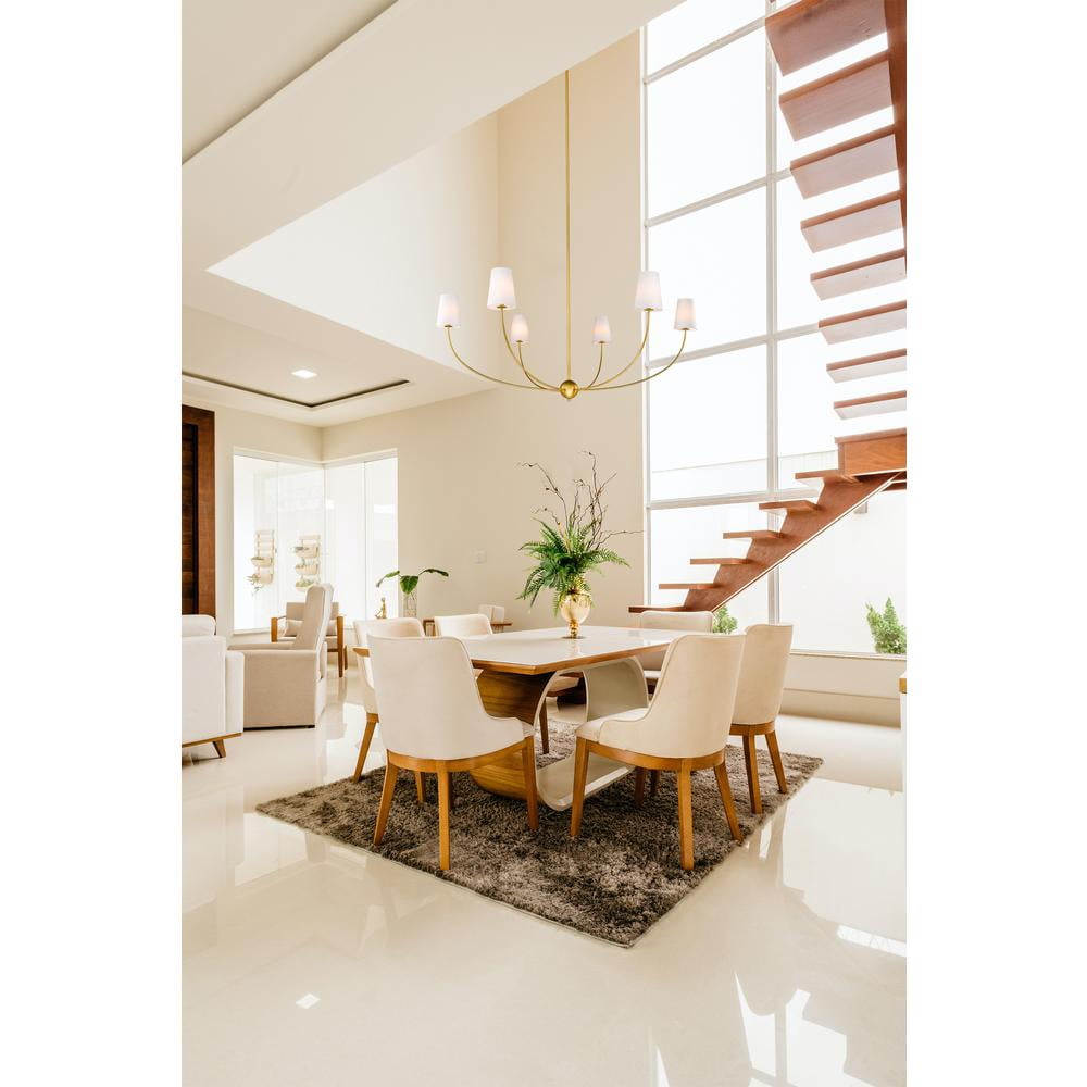 Shannon Chandelier - Brass Multi-Arm Fabric Shade Chandelier | Modern Transitional Hanging Light