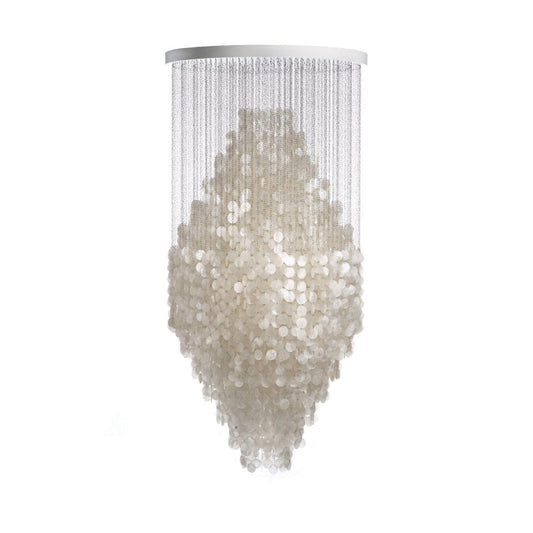 Shell Waterfall Chandelier - Mother-of-Pearl Cascading Pendant Light | Coastal Modern Hanging Chandelier