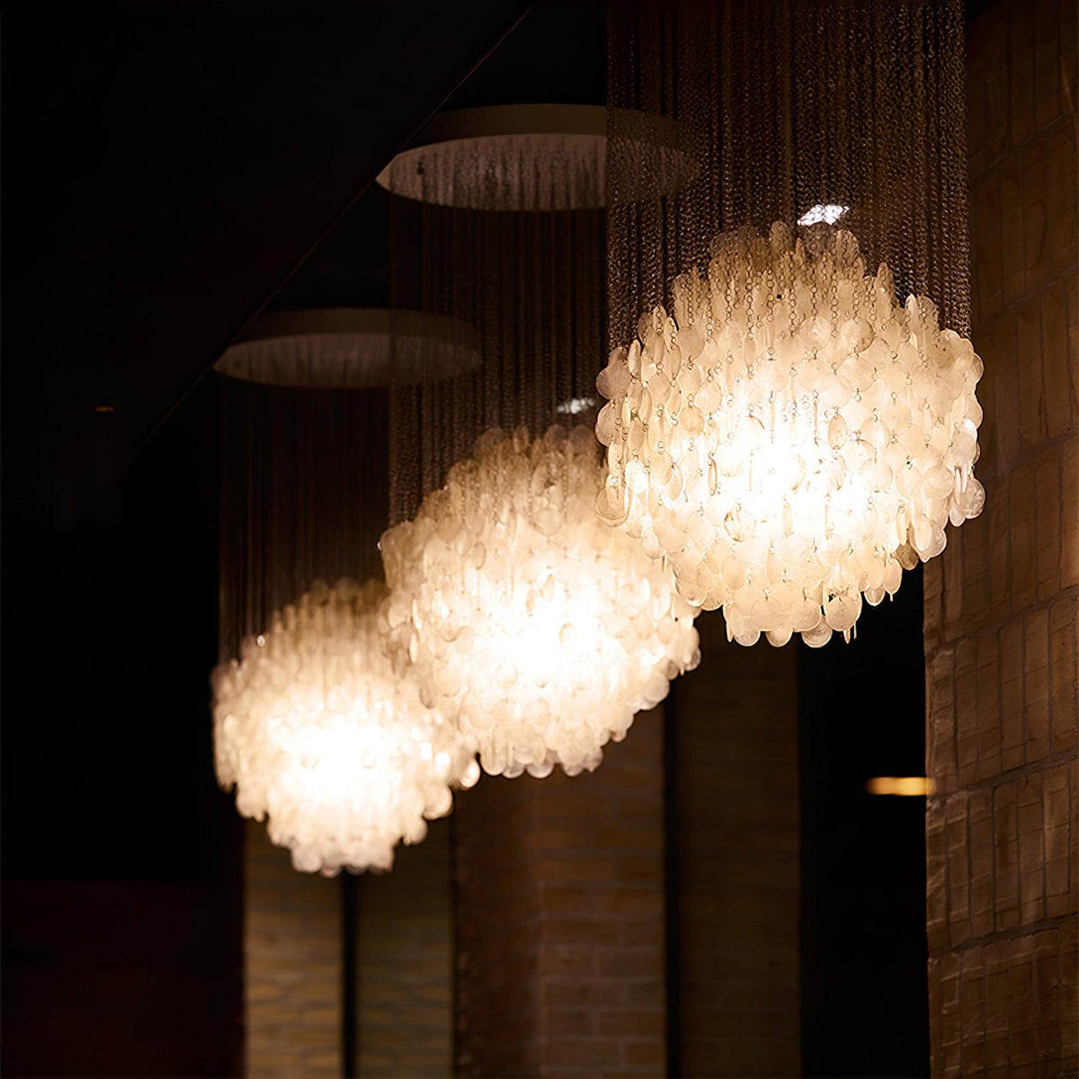 Shell Waterfall Chandelier - Mother-of-Pearl Cascading Pendant Light | Coastal Modern Hanging Chandelier