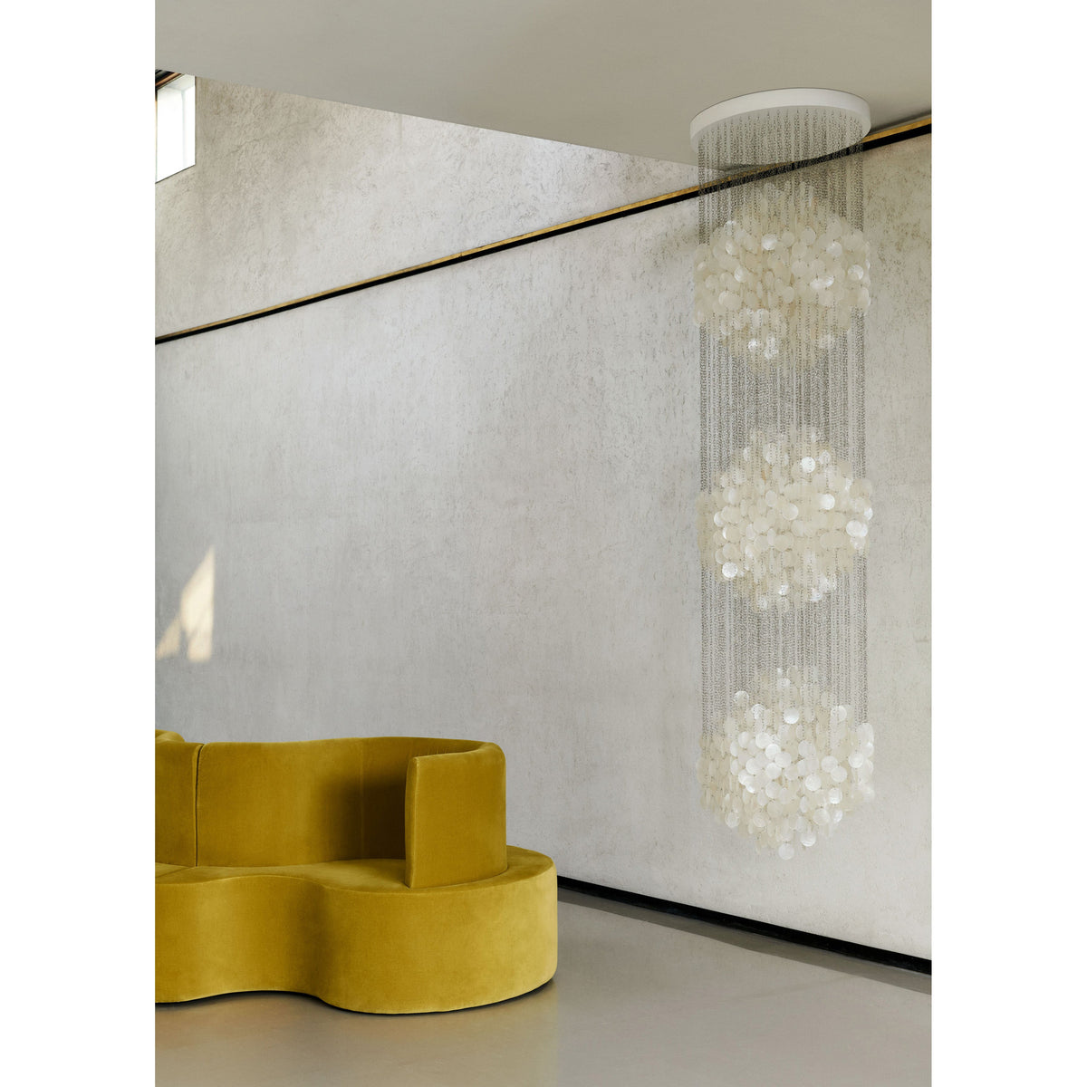 Shell Waterfall Chandelier - Mother-of-Pearl Cascading Pendant Light | Coastal Modern Hanging Chandelier