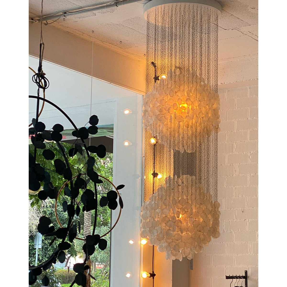 Shell Waterfall Chandelier - Mother-of-Pearl Cascading Pendant Light | Coastal Modern Hanging Chandelier