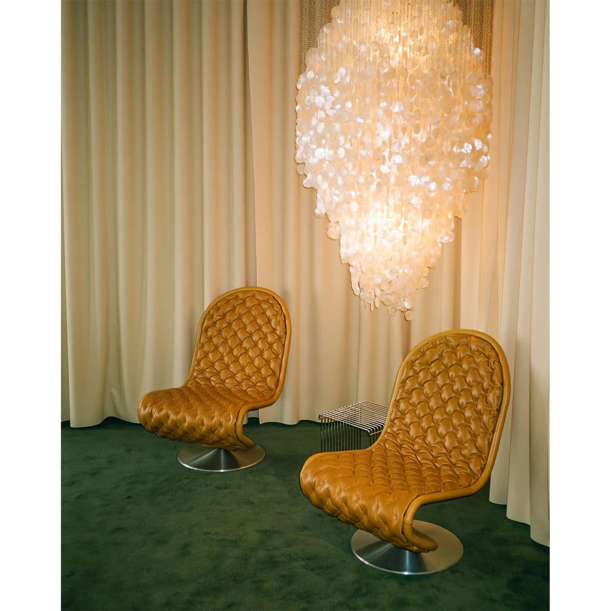 Shell Waterfall Chandelier - Mother-of-Pearl Cascading Pendant Light | Coastal Modern Hanging Chandelier