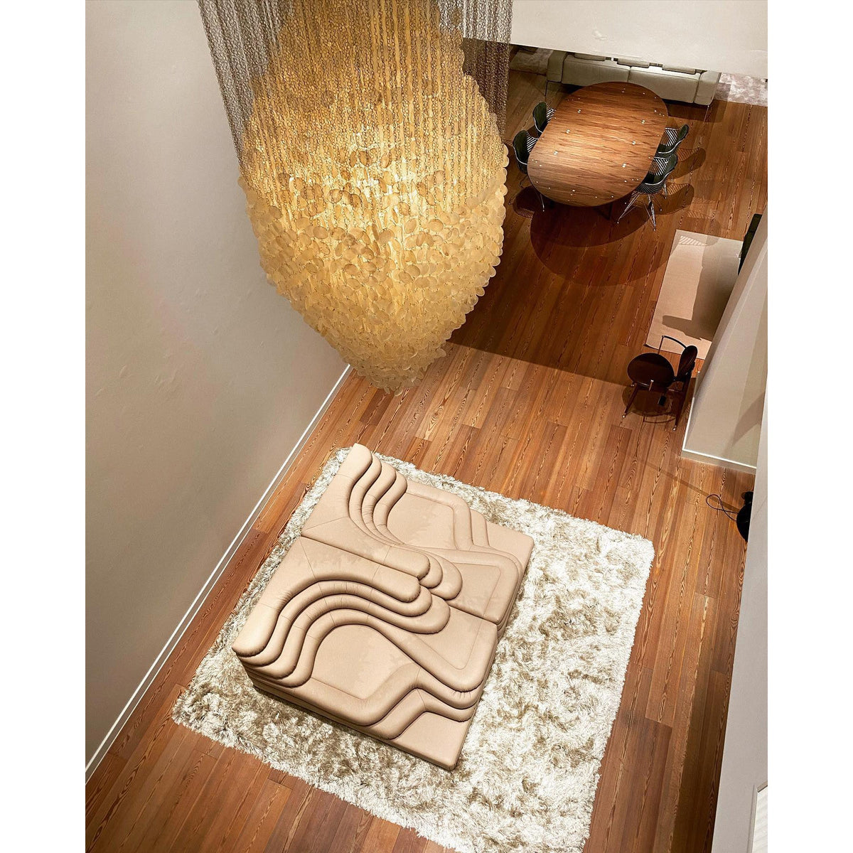 Shell Waterfall Chandelier - Mother-of-Pearl Cascading Pendant Light | Coastal Modern Hanging Chandelier