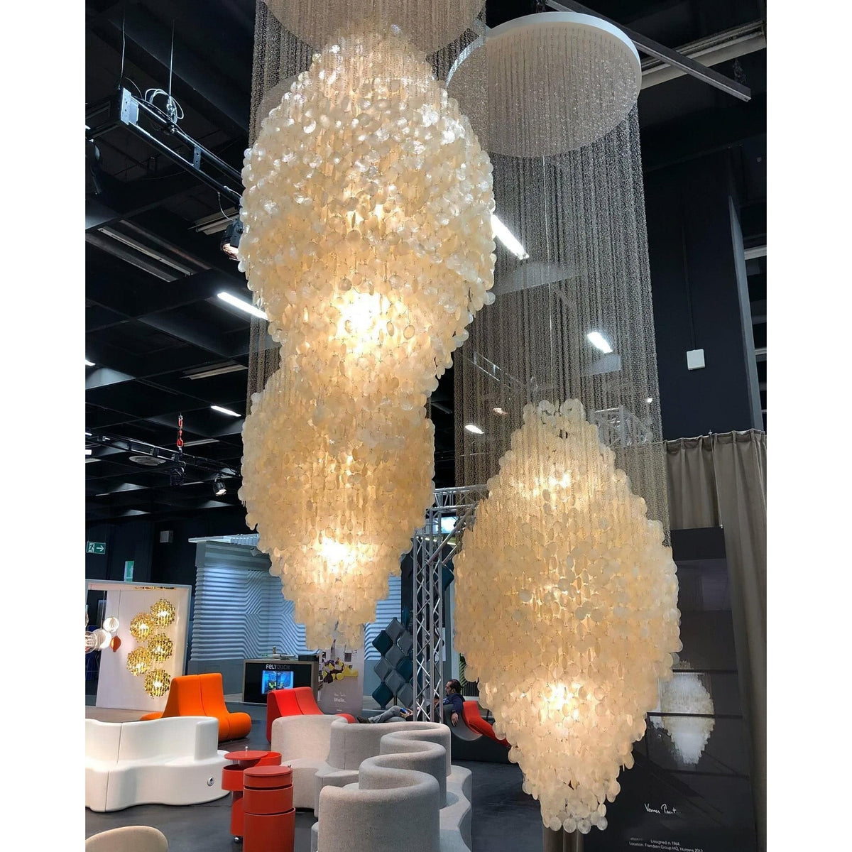 Shell Waterfall Chandelier - Mother-of-Pearl Cascading Pendant Light | Coastal Modern Hanging Chandelier
