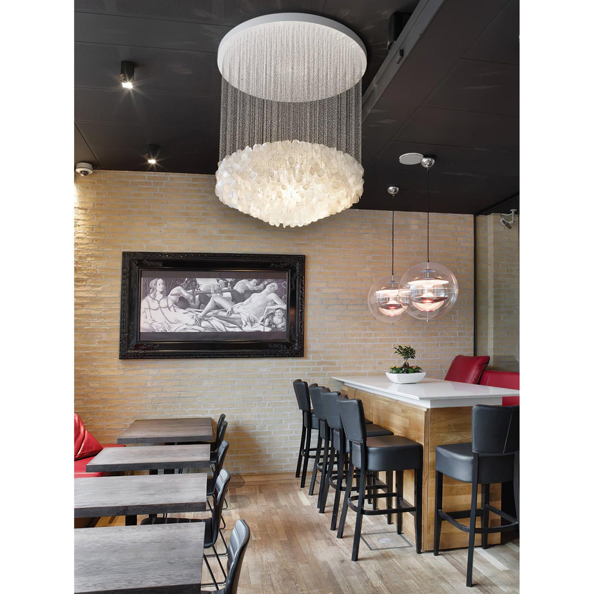 Shell Waterfall Chandelier - Mother-of-Pearl Cascading Pendant Light | Coastal Modern Hanging Chandelier