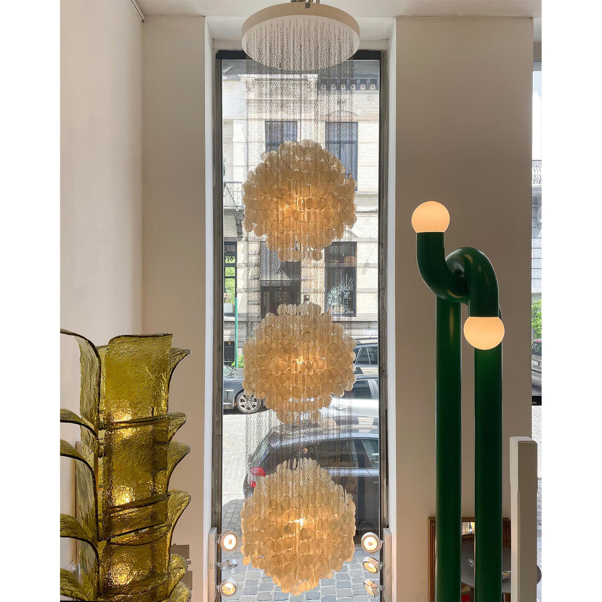 Shell Waterfall Chandelier - Mother-of-Pearl Cascading Pendant Light | Coastal Modern Hanging Chandelier