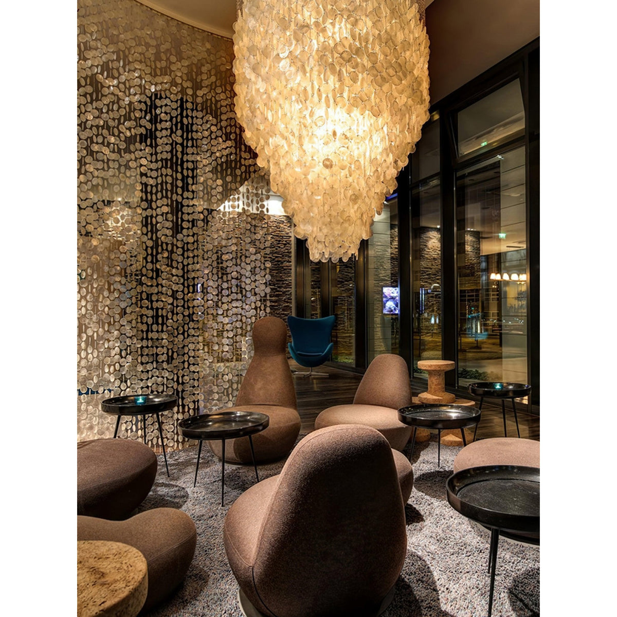 Shell Waterfall Chandelier - Mother-of-Pearl Cascading Pendant Light | Coastal Modern Hanging Chandelier