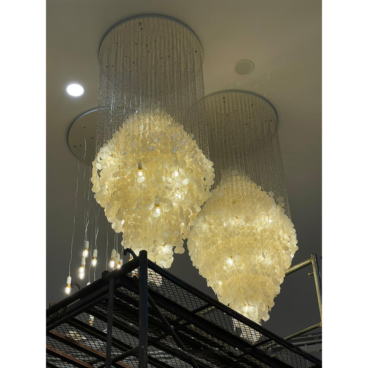 Shell Waterfall Chandelier - Mother-of-Pearl Cascading Pendant Light | Coastal Modern Hanging Chandelier