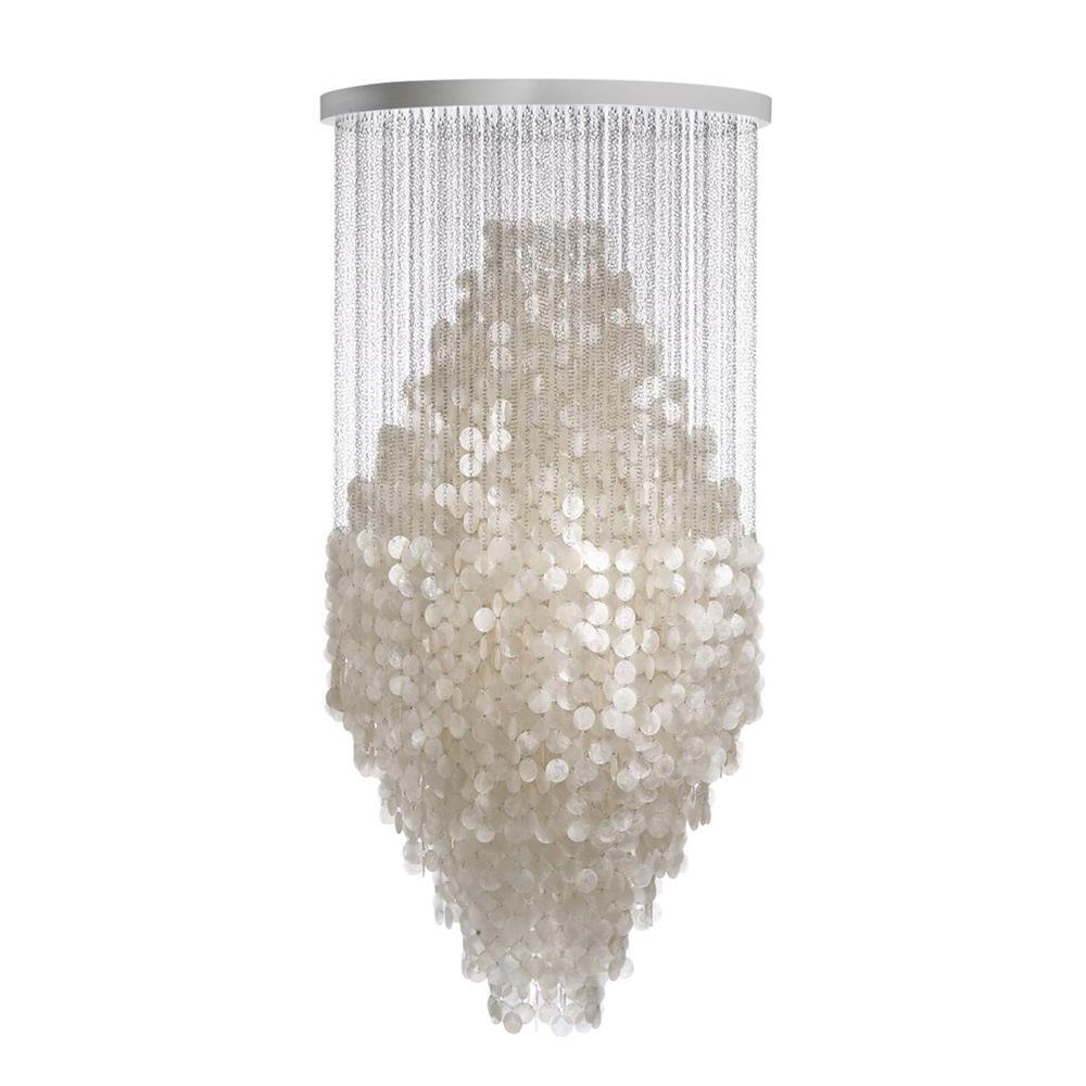 Shell Waterfall Chandelier - Mother-of-Pearl Cascading Pendant Light | Coastal Modern Hanging Chandelier