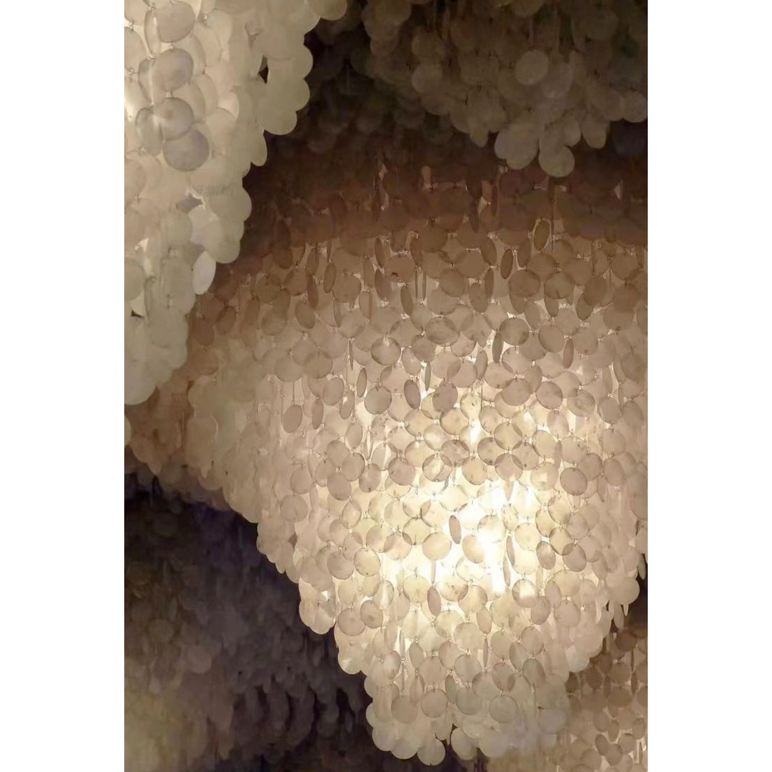 Shell Waterfall Chandelier - Mother-of-Pearl Cascading Pendant Light | Coastal Modern Hanging Chandelier
