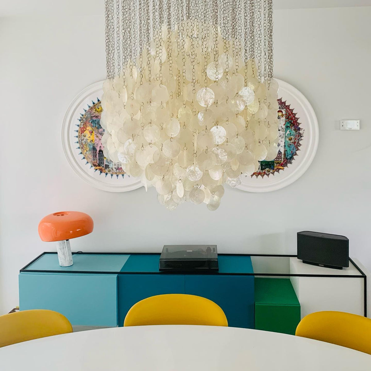 Shell Waterfall Chandelier - Mother-of-Pearl Cascading Pendant Light | Coastal Modern Hanging Chandelier