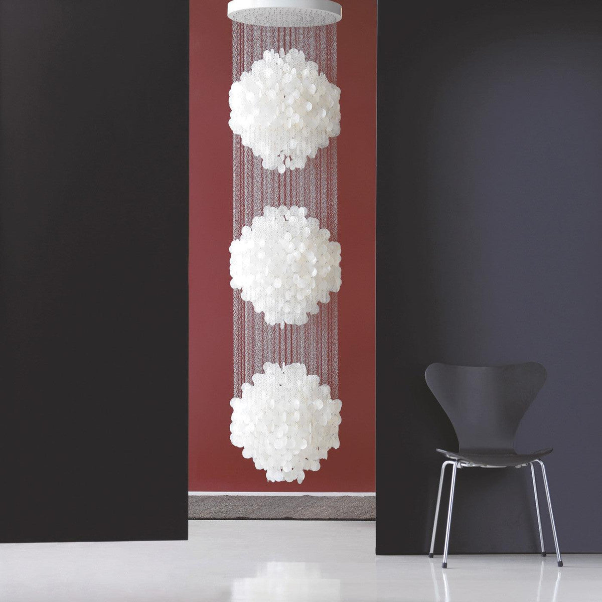 Shell Waterfall Chandelier - Mother-of-Pearl Cascading Pendant Light | Coastal Modern Hanging Chandelier