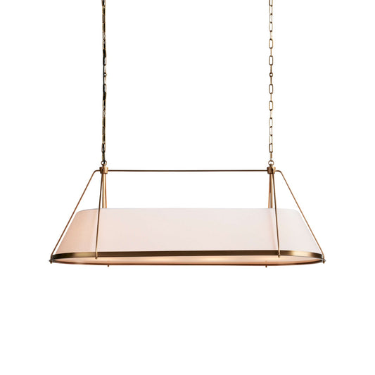 Shelton Linear Chandelier - 8-Light Brass & Flared Linen Pendant | Modern Industrial Kitchen Island Light