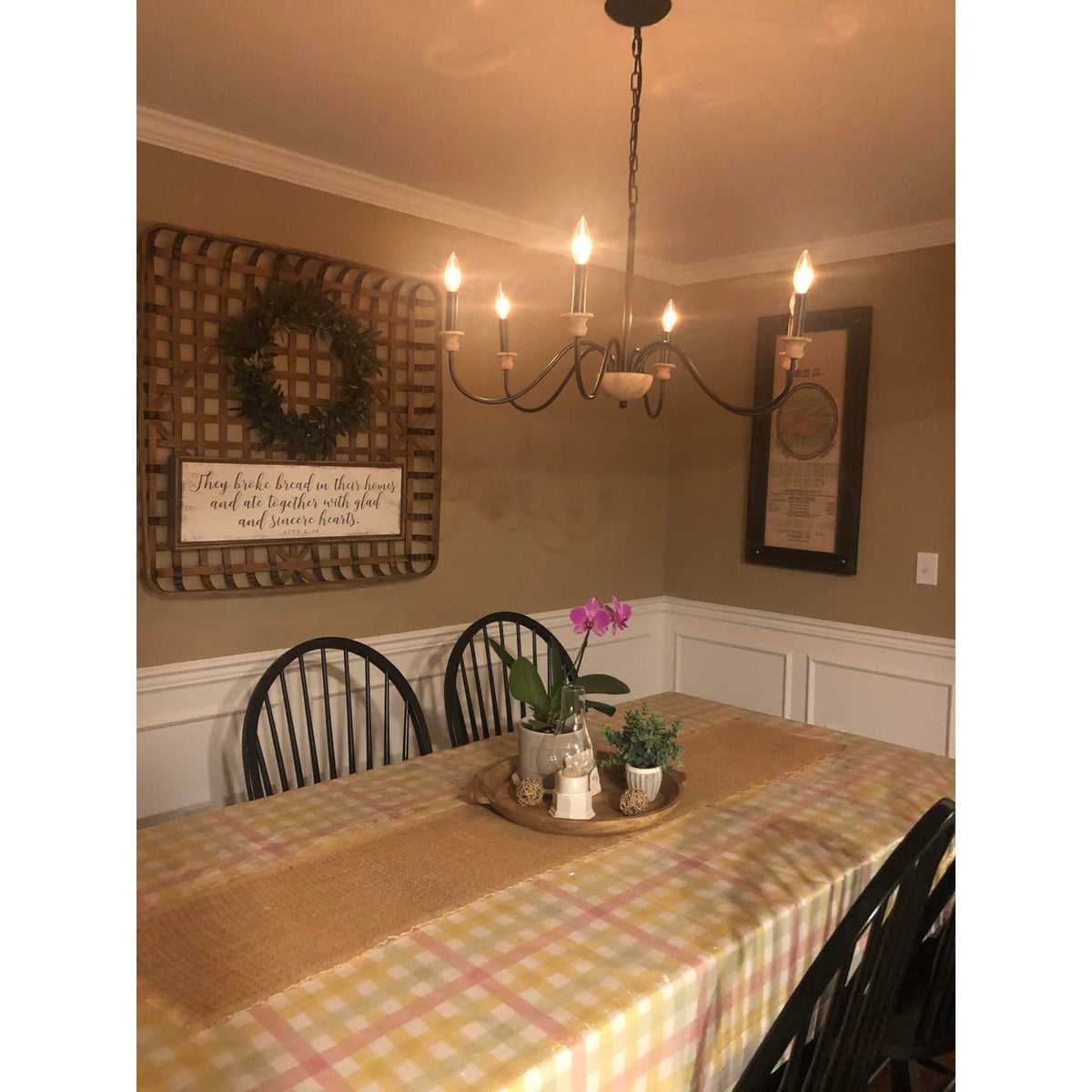 Sherree Traditional Chandelier - Wooden Body & Curved Metal Arm Candle Light | Classic Dining Chandelier