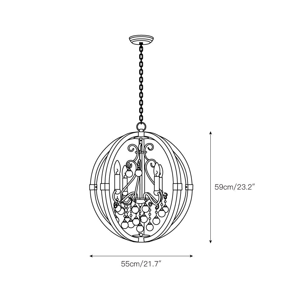 Shuler Pendant Lamp - Weathered Wood & Glass Orb Chandelier | Old World Glass Bead Hanging Light