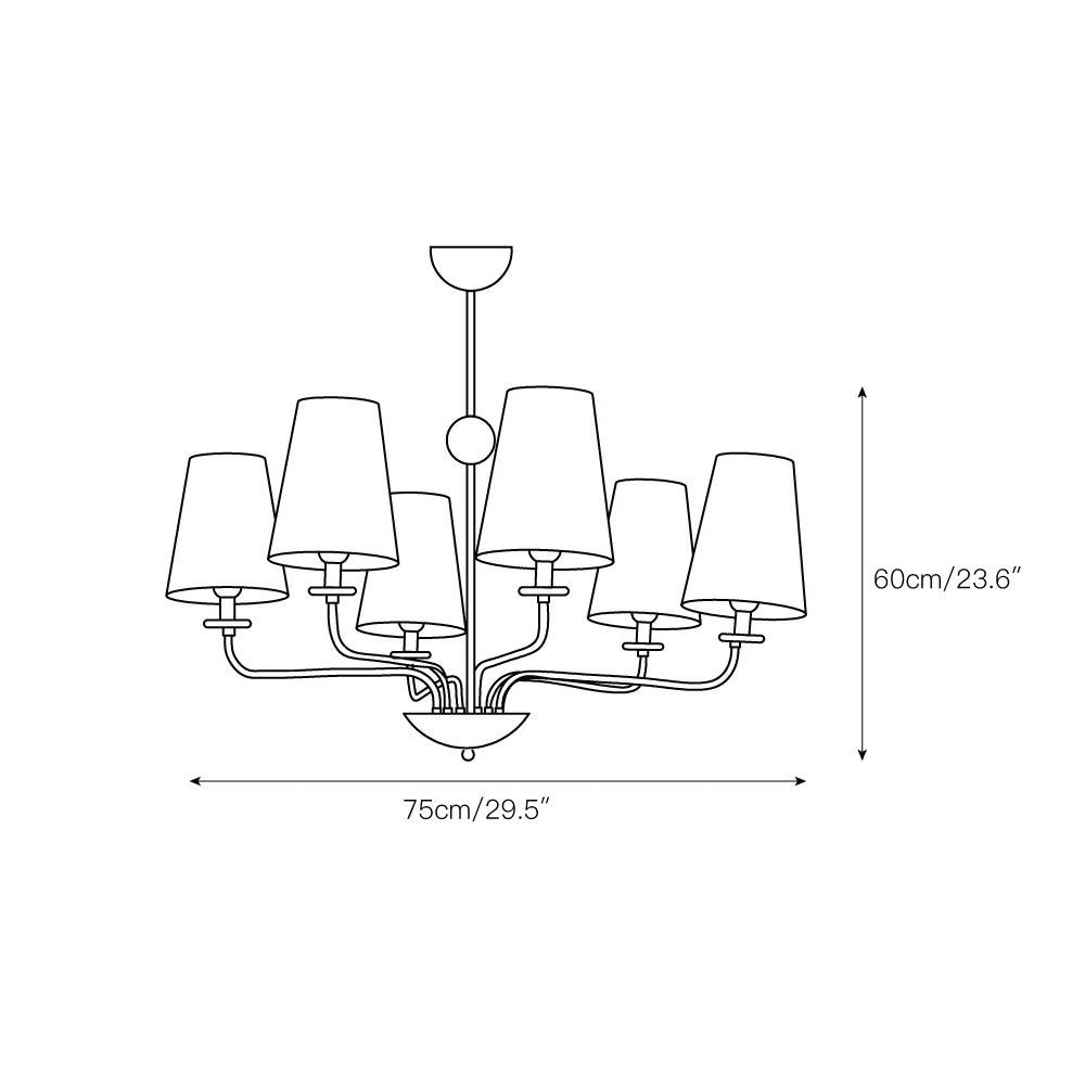Siena Fabric Chandelier - Ash Wood & Floral Fabric Shade Chandelier | Modern Country Overhead Light