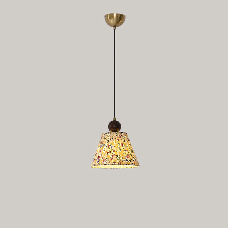 Siena Fabric Chandelier - Ash Wood & Floral Fabric Shade Chandelier | Modern Country Overhead Light