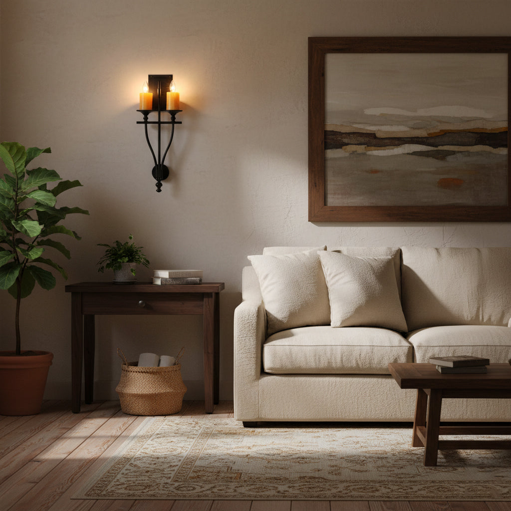 Sienna Candle Wall Sconce - Sculptural Iron & Jade Wall Light | Modern Candle Sconce