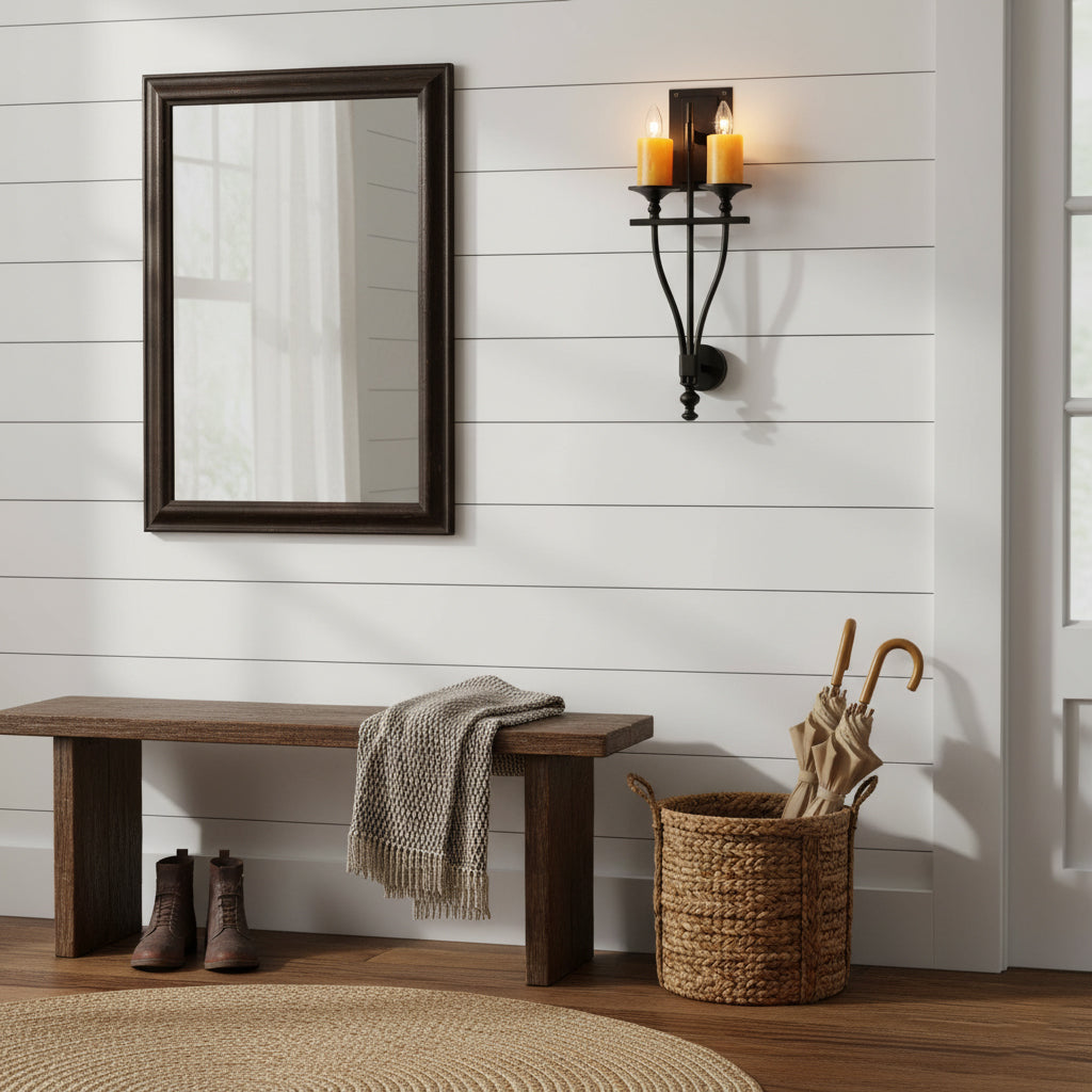 Sienna Candle Wall Sconce - Sculptural Iron & Jade Wall Light | Modern Candle Sconce