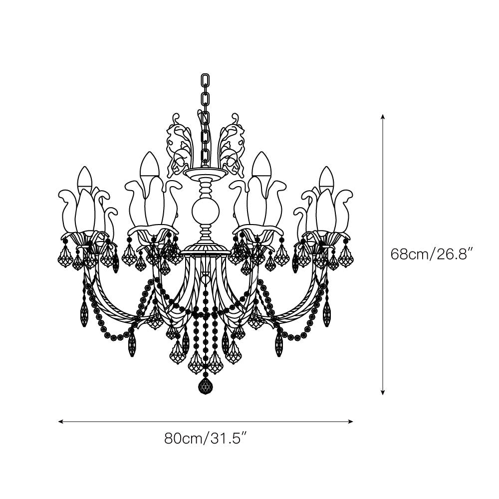 Silva Crystal Chandelier - Neo-Renaissance Brass & Bohemian Crystal Light | French Baroque Chandelier