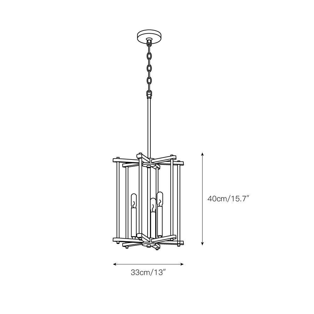 Silva Pendant Lamp - Two-Tone Wood & Black Iron Open-Frame Cage Light | Modern Farmhouse Chandelier