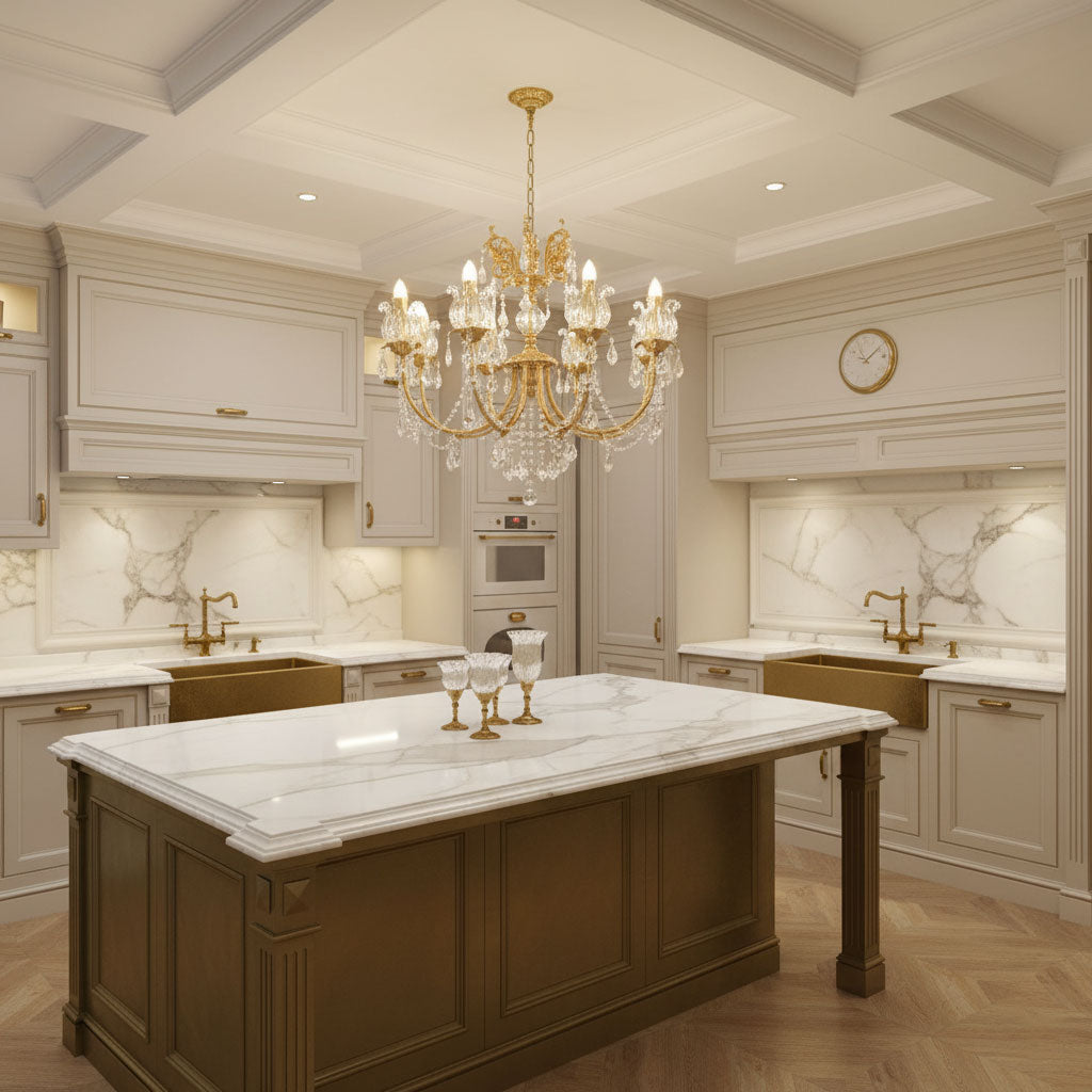 Silva Crystal Chandelier - Neo-Renaissance Brass & Bohemian Crystal Light | French Baroque Chandelier
