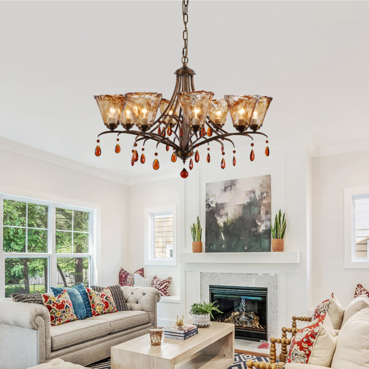 Skodak Chandelier - Antique Brass & Crystal Ballroom Chandelier | Vintage European Hanging Light