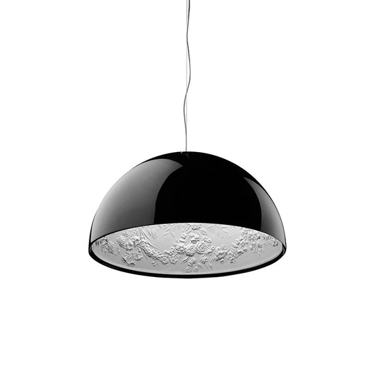 Sky Garden Pendant Lamp - Ornate Cast Plaster Dome Pendant | Glossy Architectural Overhead Light