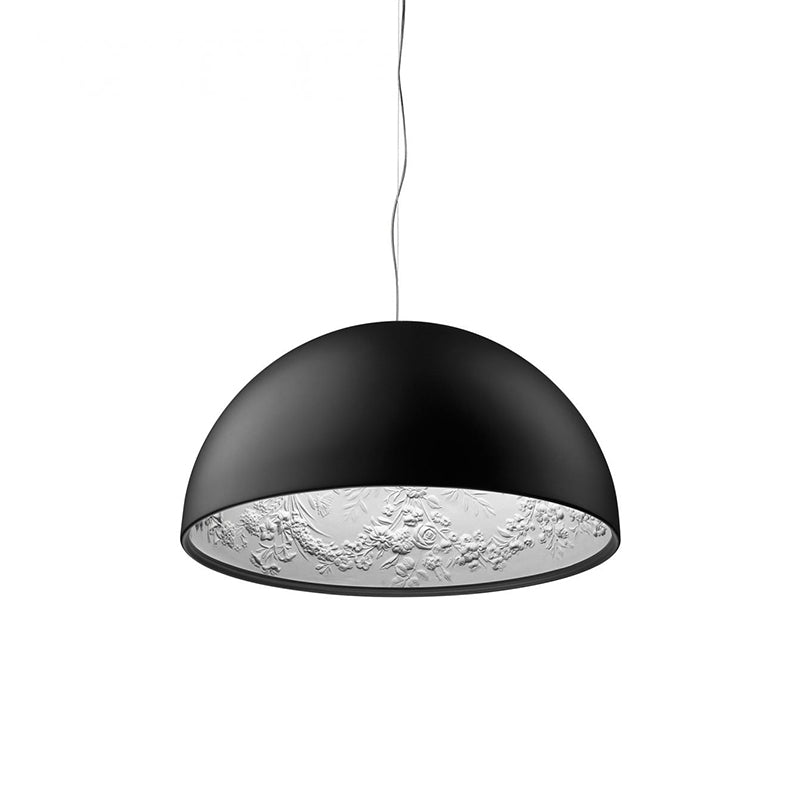 Sky Garden Pendant Lamp - Ornate Cast Plaster Dome Pendant | Glossy Architectural Overhead Light