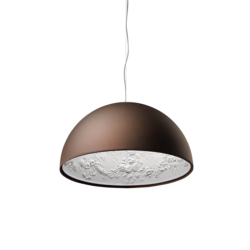 Sky Garden Pendant Lamp - Ornate Cast Plaster Dome Pendant | Glossy Architectural Overhead Light