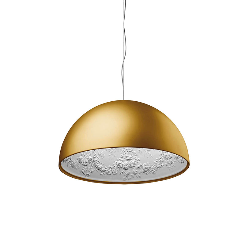 Sky Garden Pendant Lamp - Ornate Cast Plaster Dome Pendant | Glossy Architectural Overhead Light